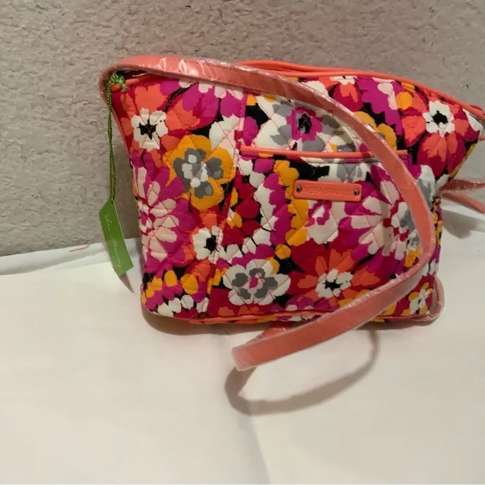 New Vera Bradley Pixie Blooms Shoulder Bag curvy crossbody Discontinued